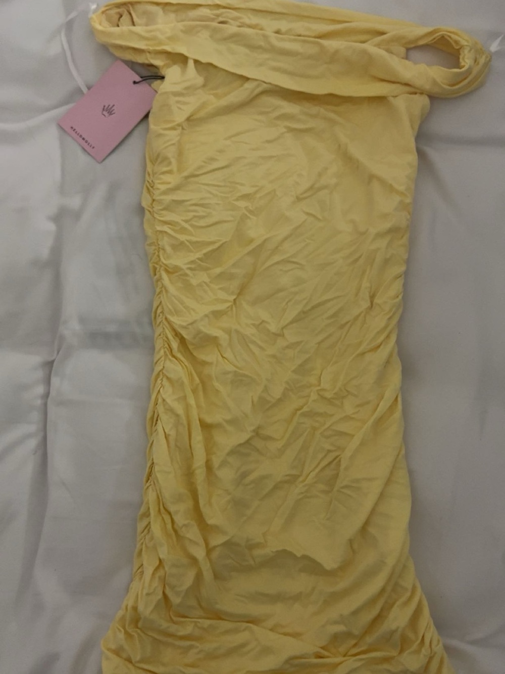 Hello Molly Yellow Ruched Mini Dress